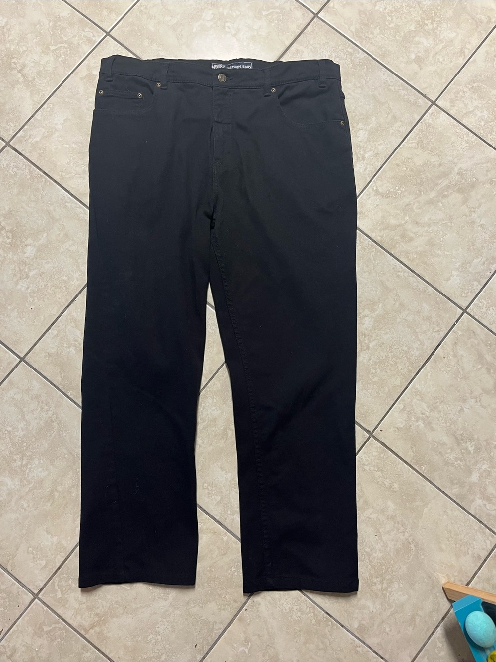 Men's MWG premium Jeans. Black Classic Straight Leg. 38/34. 19" flat waist